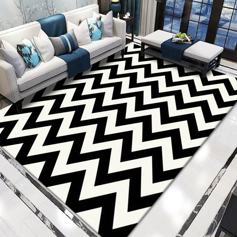 Contemporary living room rug Multicolored geo print rug Polyester pet-friendly easy-care rug | Bowlift