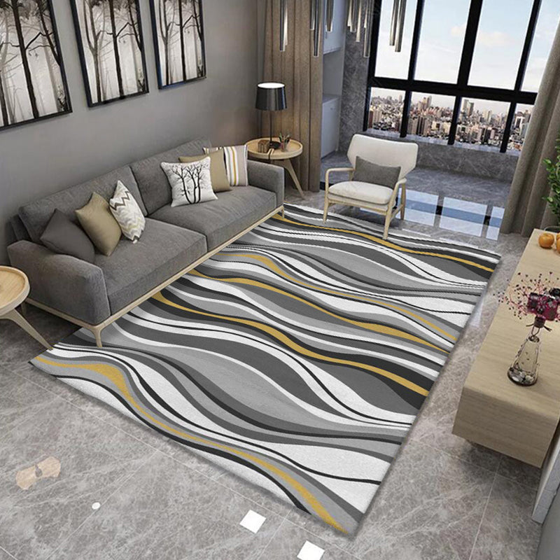 Contemporary living room rug Multicolored geo print rug Polyester pet-friendly easy-care rug | Bowlift