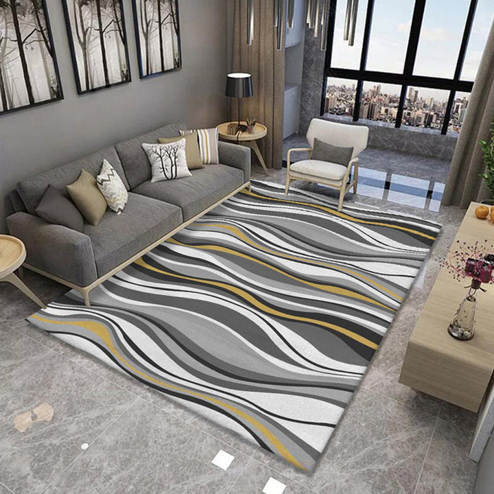 Contemporary living room rug Multicolored geo print rug Polyester pet-friendly easy-care rug | Bowlift