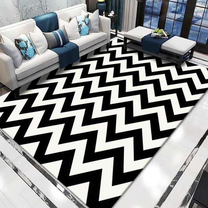 Contemporary living room rug Multicolored geo print rug Polyester pet-friendly easy-care rug | Bowlift