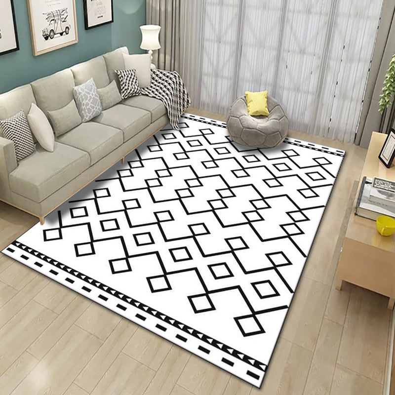 Contemporary living room rug Multicolored geo print rug Polyester pet-friendly easy-care rug | Bowlift