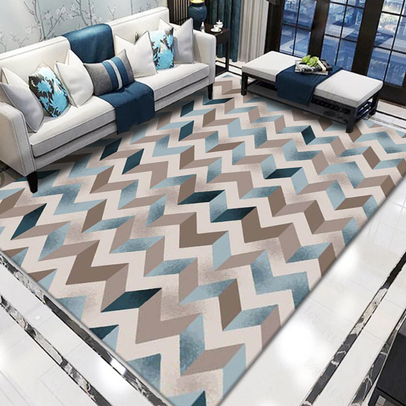Contemporary living room rug Multicolored geo print rug Polyester pet-friendly easy-care rug | Bowlift