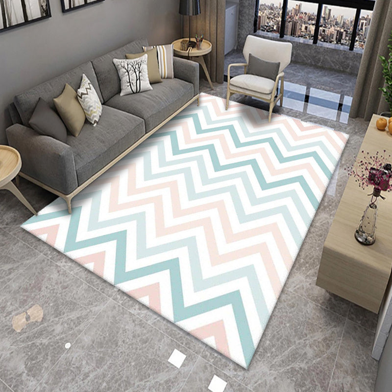 Contemporary living room rug Multicolored geo print rug Polyester pet-friendly easy-care rug | Bowlift