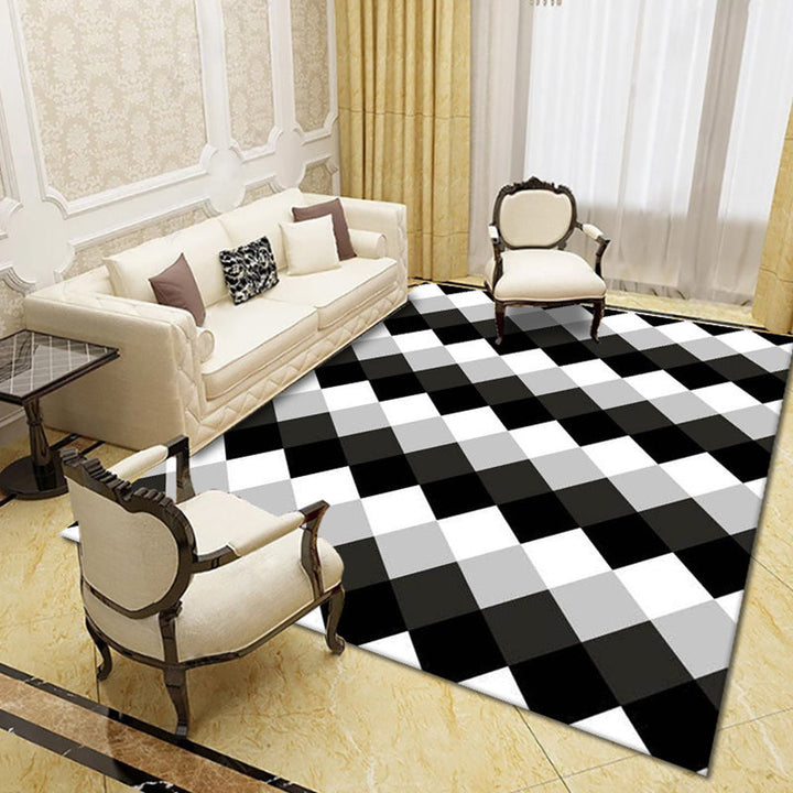 Contemporary living room rug Multicolored geo print rug Polyester pet-friendly easy-care rug | Bowlift