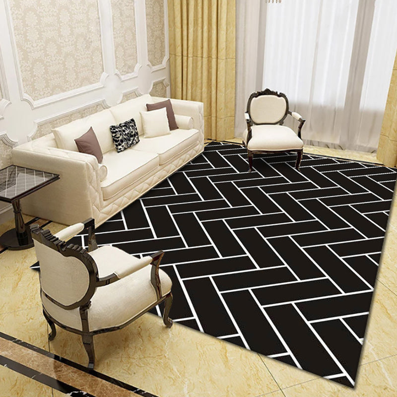 Contemporary living room rug Multicolored geo print rug Polyester pet-friendly easy-care rug | Bowlift