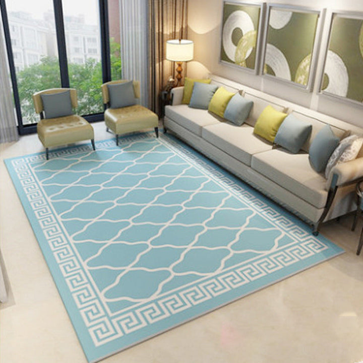 Chinese Parlor Rug Multicolored Geo Pattern Rug Polyester Nonslip Backing Pet Friendly Indoor Rug | Bowlift