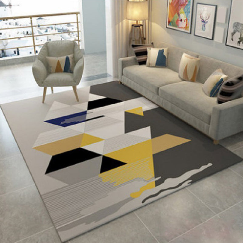 Chinese Parlor Rug Multicolored Geo Pattern Rug Polyester Nonslip Backing Pet Friendly Indoor Rug | Bowlift