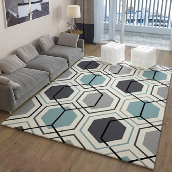 Chinese Parlor Rug Multicolored Geo Pattern Rug Polyester Nonslip Backing Pet Friendly Indoor Rug | Bowlift