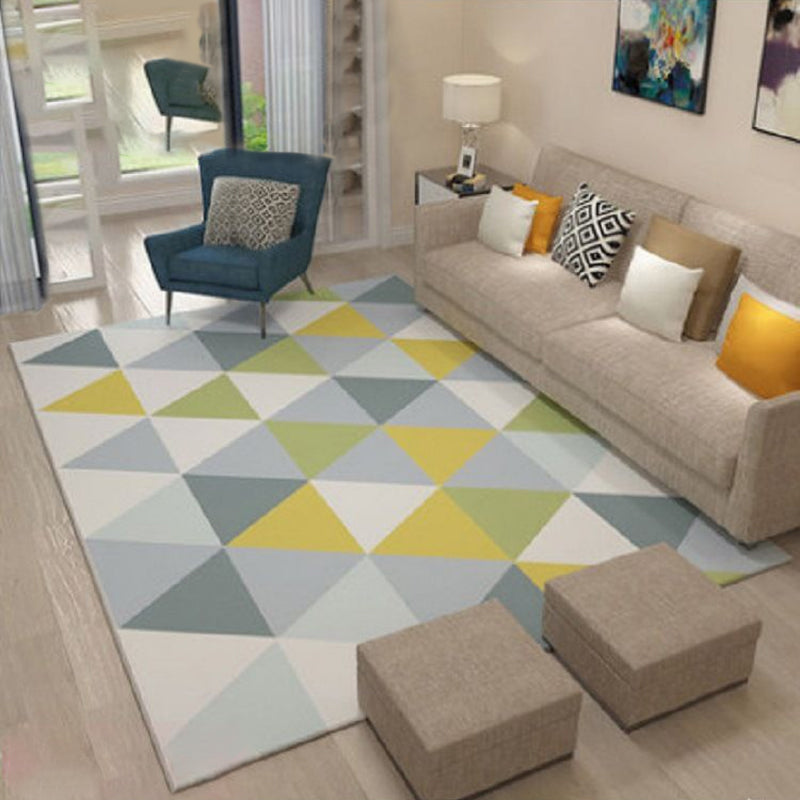 Chinese Parlor Rug Multicolored Geo Pattern Rug Polyester Nonslip Backing Pet Friendly Indoor Rug | Bowlift