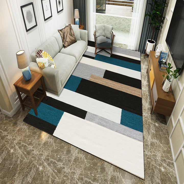 Simple multicolor abstract rug synthetic modern area rug non-slip pad pet-friendly rug for the living room | Bowlift