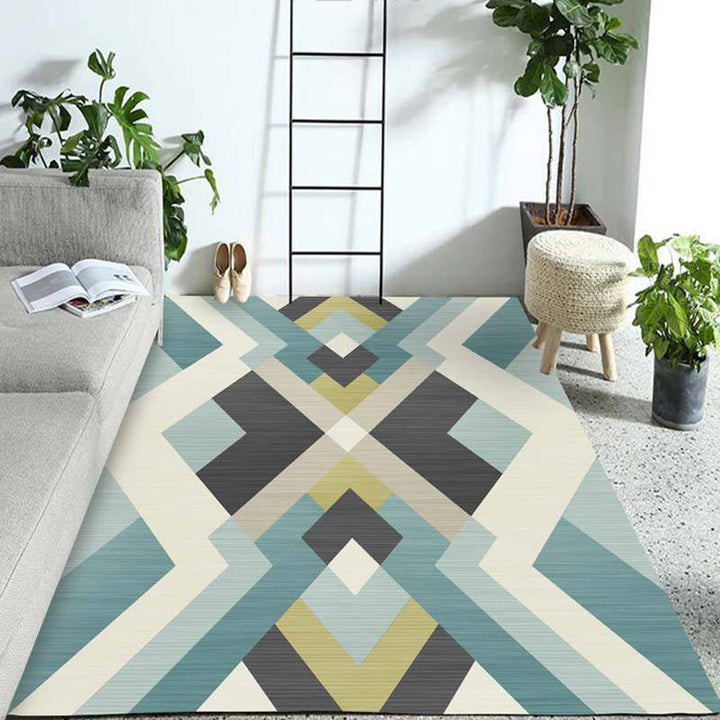 Western Geo Printed Rug Multicolor Synthetic Rug for Indoor Machine Washable Non-Slip Back Rug for Room | Bowlift