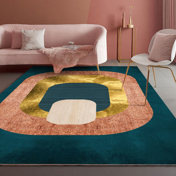 Modern living room rug Multicolored geometric print area rug cotton blend non-slip rug | Bowlift