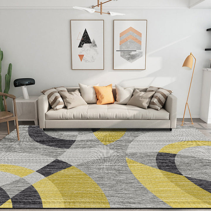 Modern Bedroom Rug Multicolor Abstract Print Area Rug Synthetic Non-Slip Back Machine Washable Rug | Bowlift