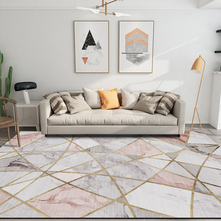 Modern Bedroom Rug Multicolor Abstract Print Area Rug Synthetic Non-Slip Back Machine Washable Rug | Bowlift