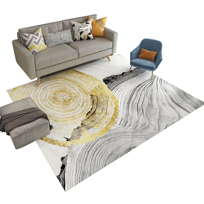 Multicolored natural polypropylene rug with abstract print, easy-care machine washable rug for the room | Bowlift