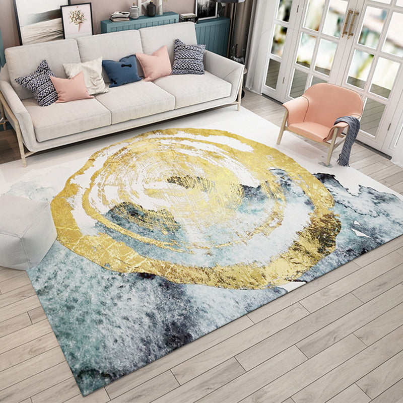 Multicolored natural polypropylene rug with abstract print, easy-care machine washable rug for the room | Bowlift