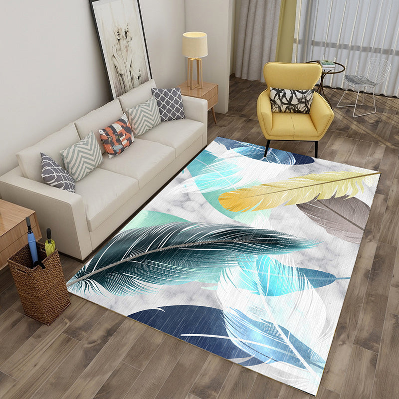 BowLift | Multicolor tropical rug polyester plant-printed rug non-slip back pet-friendly rug for living room