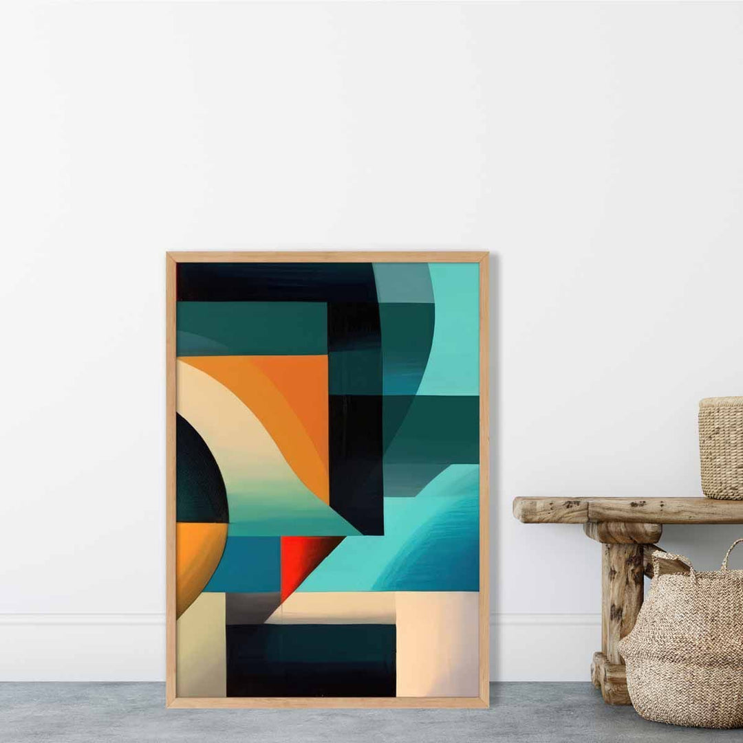 Abstract Colorful Shapes Art Print Blue Red Orange No. 4 | Bowlift