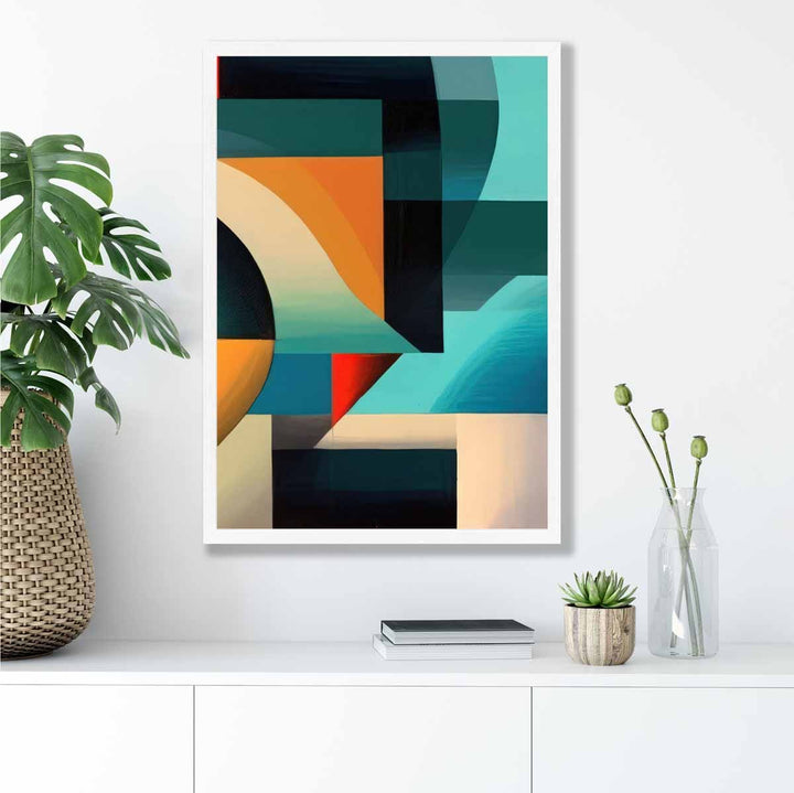 Abstract Colorful Shapes Art Print Blue Red Orange No. 4 | Bowlift