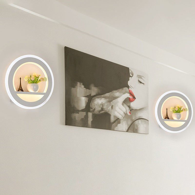 BowLift | Minimalistic Round Wall Lamp Lighting Acrylic Living Room LED Wall Mount Lighting in White