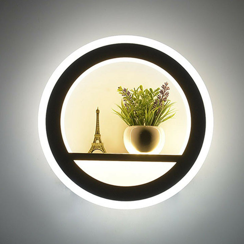 BowLift | Minimalistic Round Wall Lamp Lighting Acrylic Living Room LED Wall Mount Lighting in White