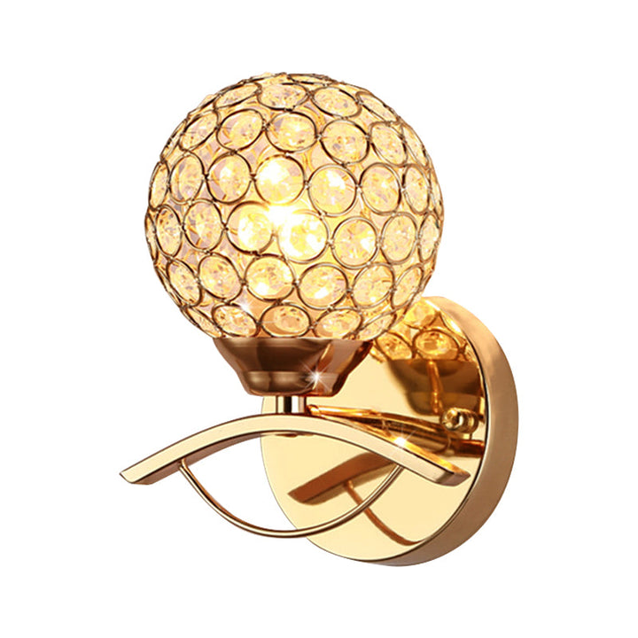 BowLift | Global Wall Lamp Vintage Style Metal 1 Head Chrome/Gold Wall Lamp with Clear Crystal Beads Decor