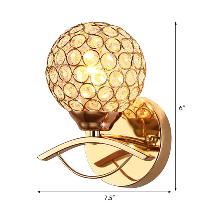 BowLift | Global Wall Lamp Vintage Style Metal 1 Head Chrome/Gold Wall Lamp with Clear Crystal Beads Decor