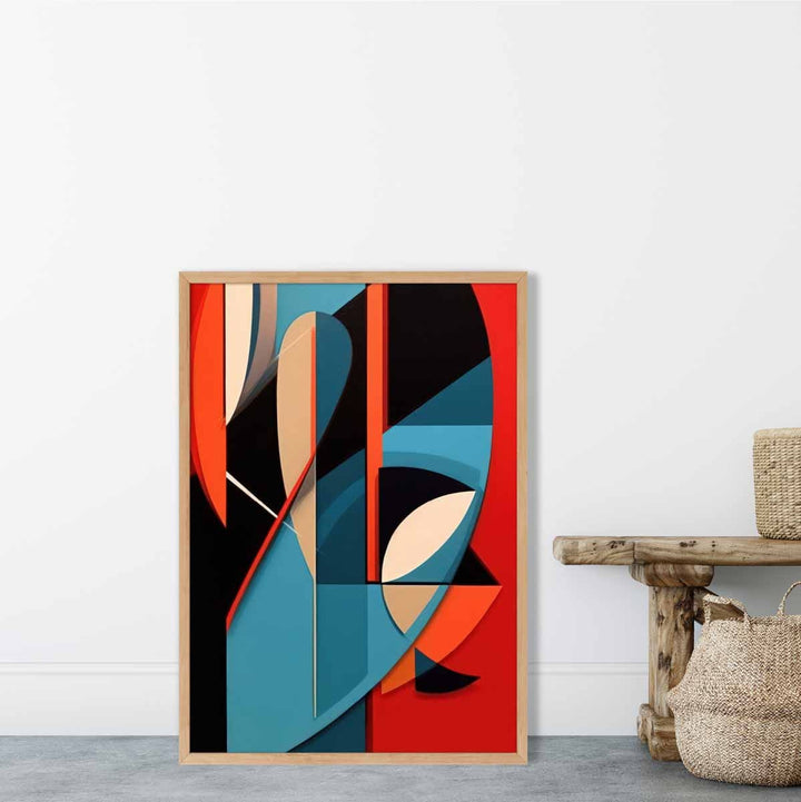 Abstract Colorful Shapes Art Print Blue Red Beige No. 1 | Bowlift