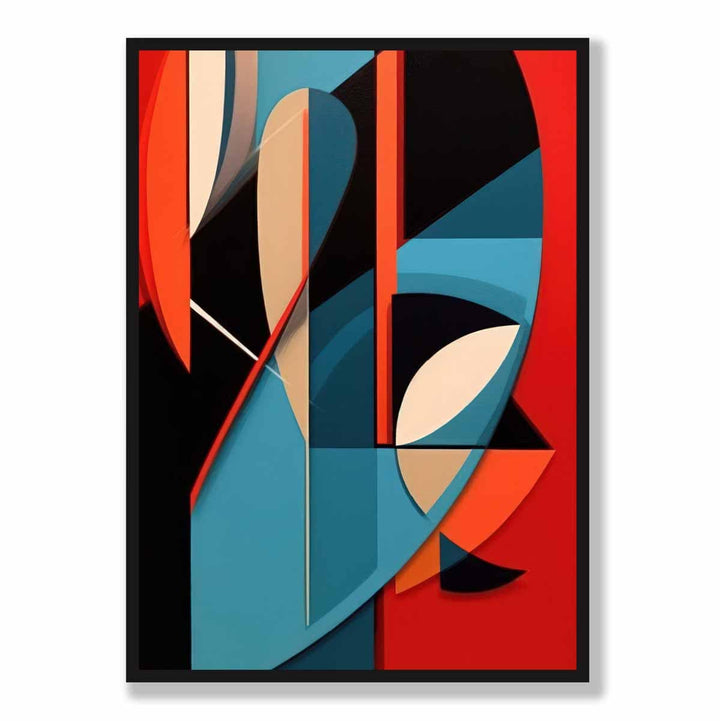 Abstract Colorful Shapes Art Print Blue Red Beige No. 1 | Bowlift