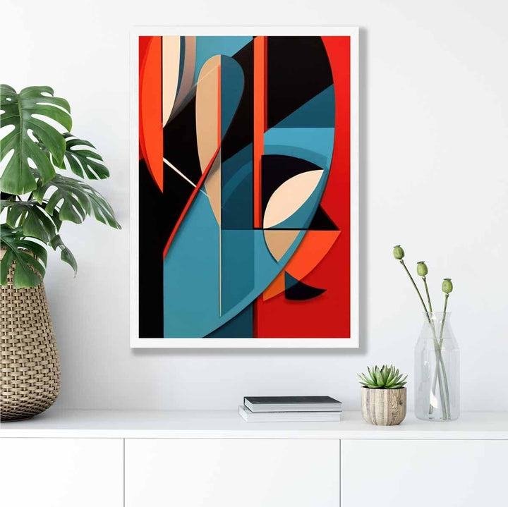 Abstract Colorful Shapes Art Print Blue Red Beige No. 1 | Bowlift
