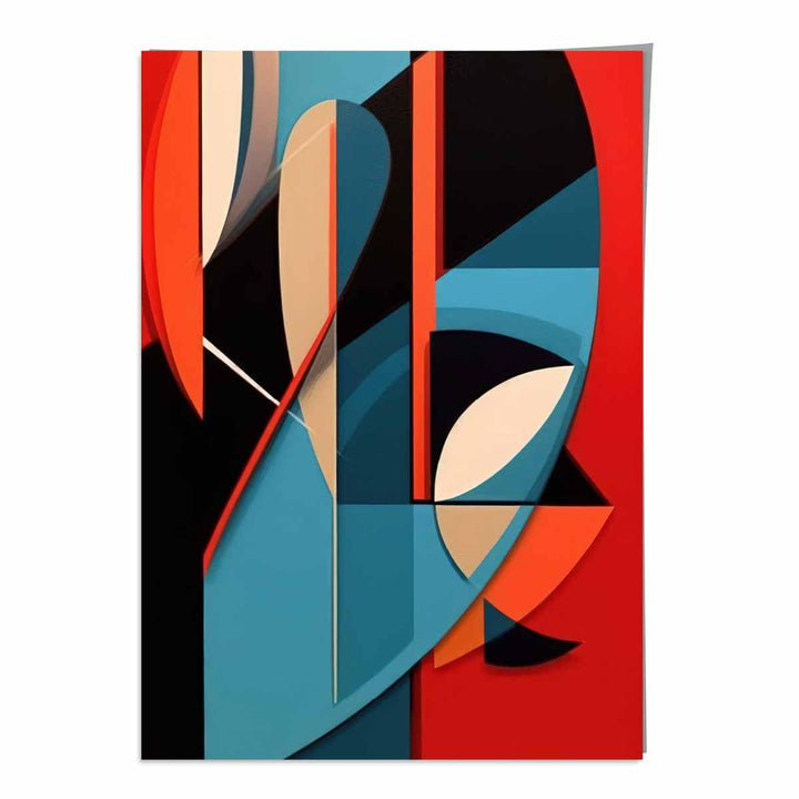 Abstract Colorful Shapes Art Print Blue Red Beige No. 1 | Bowlift