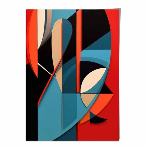 Abstract Colorful Shapes Art Print Blue Red Beige No. 1 | Bowlift