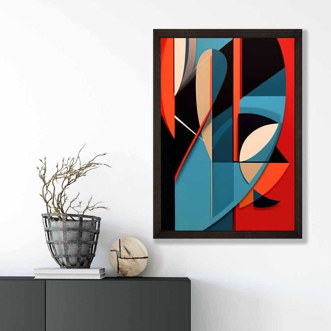 Abstract Colorful Shapes Art Print Blue Red Beige No. 1 | Bowlift
