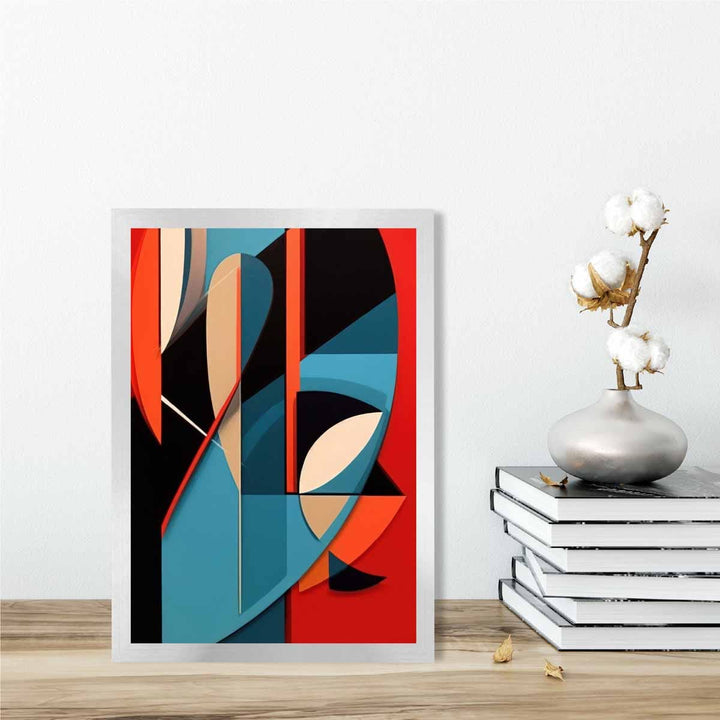 Abstract Colorful Shapes Art Print Blue Red Beige No. 1 | Bowlift