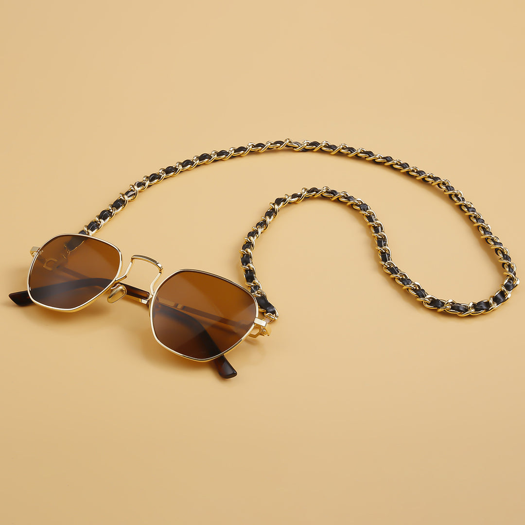 Fashionable Cat-Eye Sunglasses with Chain Strap Bowlift