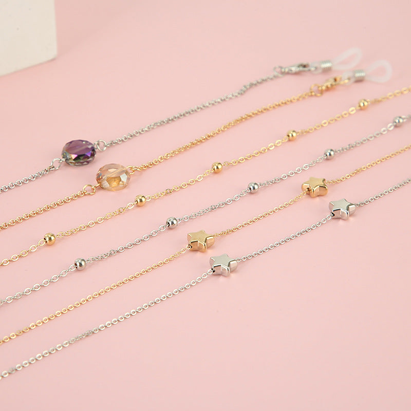 Adjustable Gold Beaded Eyewear Chain Bowlift