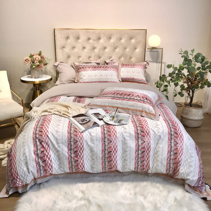 Houndstooth Plaid Reversible Duvet Cover Bedding Set with Solid Sateen Back & Envelope Shams