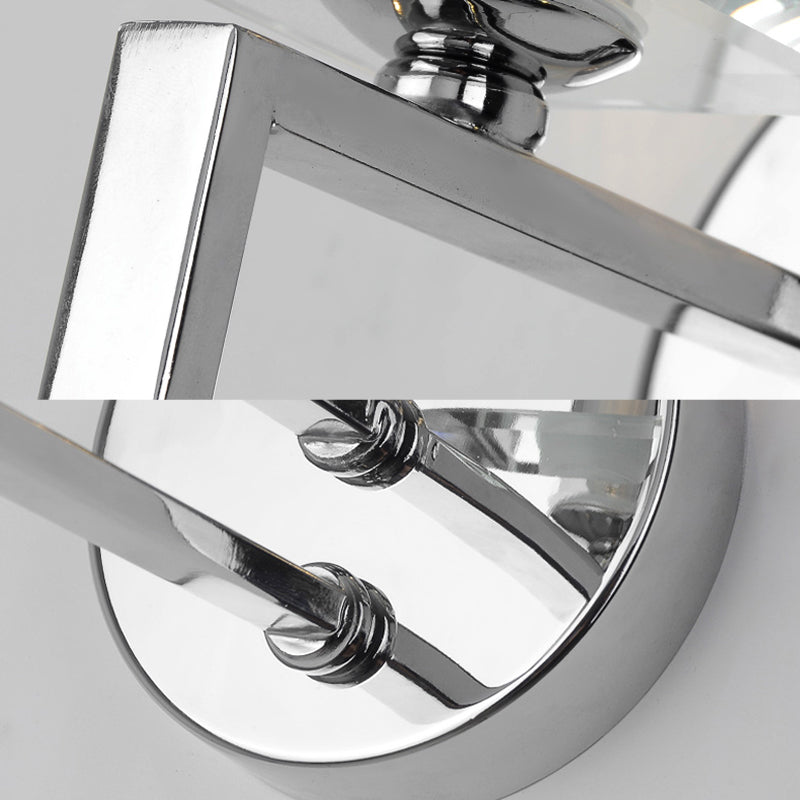 BowLift | Cubic Wall Lamp Contemporary Metal 1 Light Chrome-Finish Wall Lamp with Clear Crystal Block