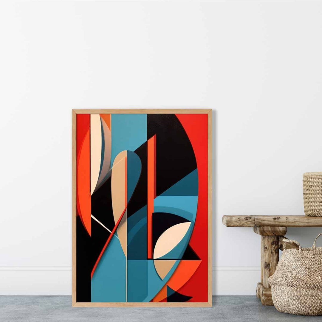 Abstract Colored Shapes Art Print Blue Red Beige No. 2 | Bowlift