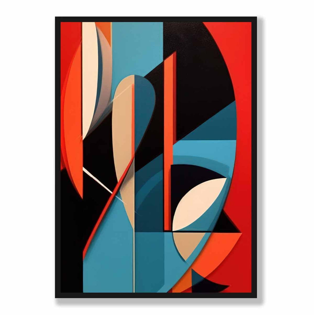 Abstract Colored Shapes Art Print Blue Red Beige No. 2 | Bowlift