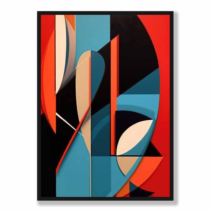 Abstract Colored Shapes Art Print Blue Red Beige No. 2 | Bowlift