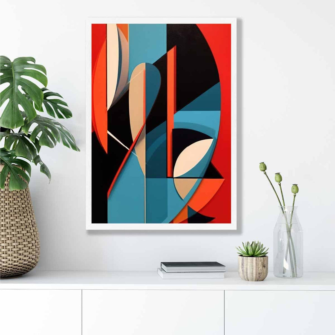 Abstract Colored Shapes Art Print Blue Red Beige No. 2 | Bowlift