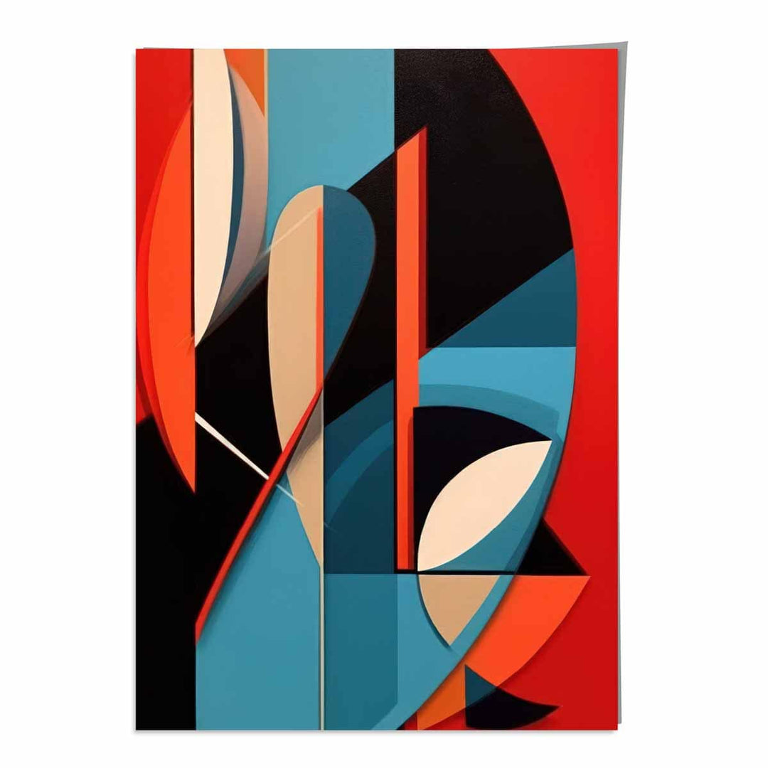 Abstract Colored Shapes Art Print Blue Red Beige No. 2 | Bowlift