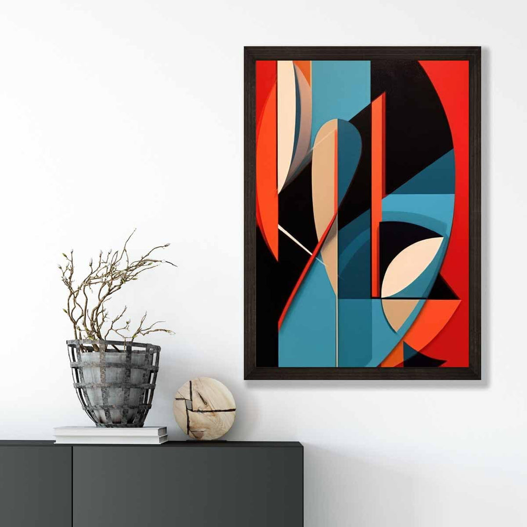Abstract Colored Shapes Art Print Blue Red Beige No. 2 | Bowlift
