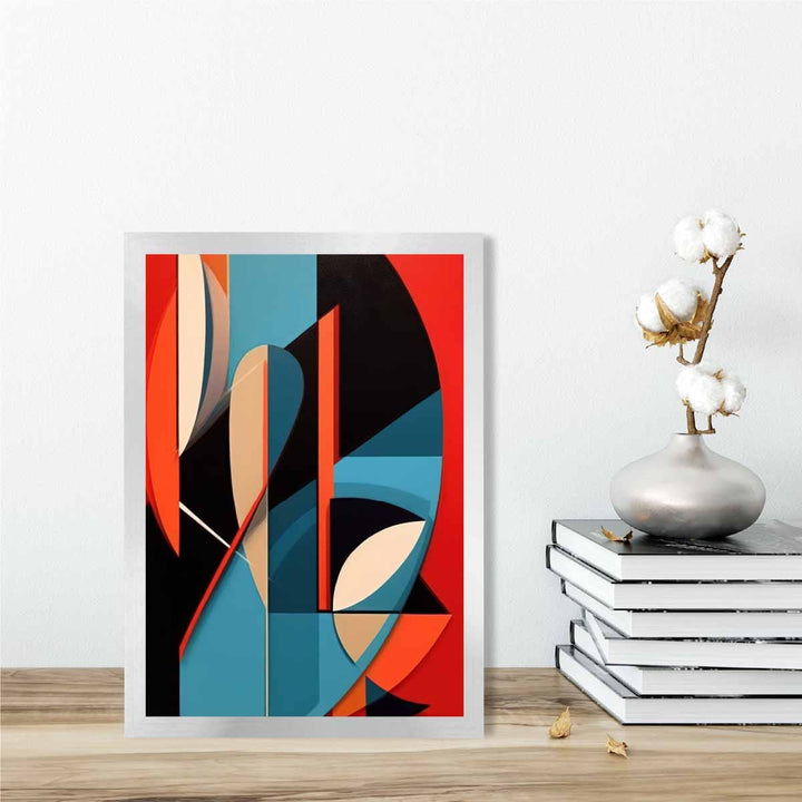 Abstract Colored Shapes Art Print Blue Red Beige No. 2 | Bowlift