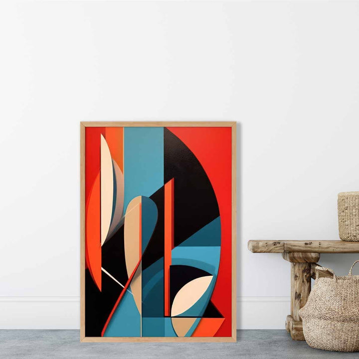 Abstract Colorful Shapes Art Print Blue Red Beige No. 3 | Bowlift