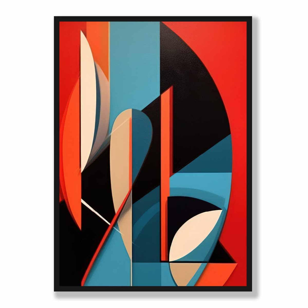 Abstract Colorful Shapes Art Print Blue Red Beige No. 3 | Bowlift