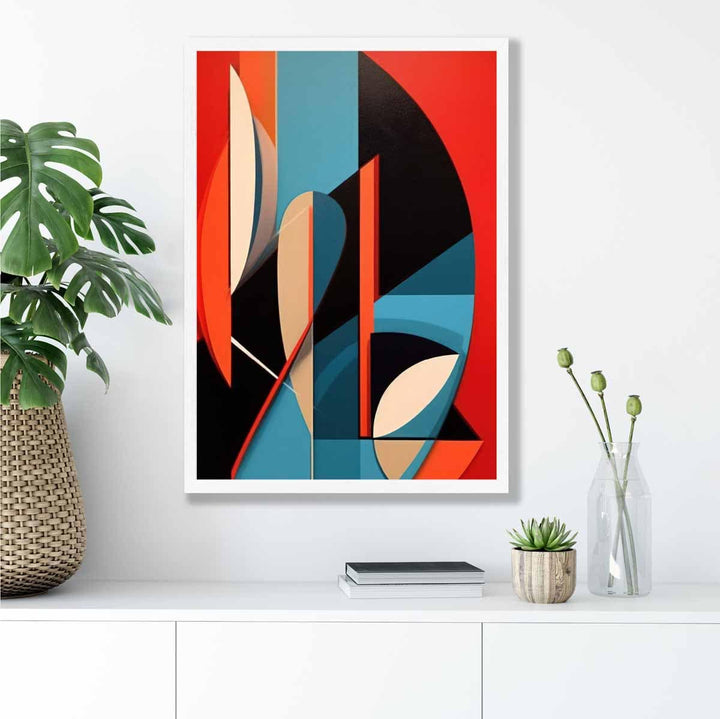 Abstract Colorful Shapes Art Print Blue Red Beige No. 3 | Bowlift