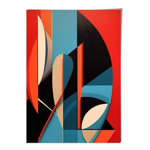 Abstract Colorful Shapes Art Print Blue Red Beige No. 3 | Bowlift