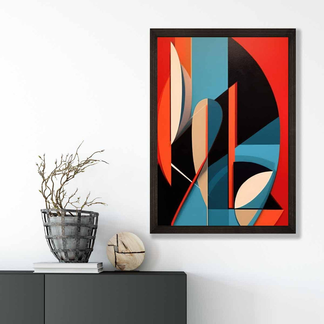 Abstract Colorful Shapes Art Print Blue Red Beige No. 3 | Bowlift